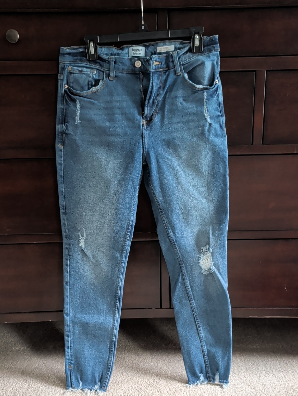 Kensie Skinny Distressed Mid-Blue Jeans